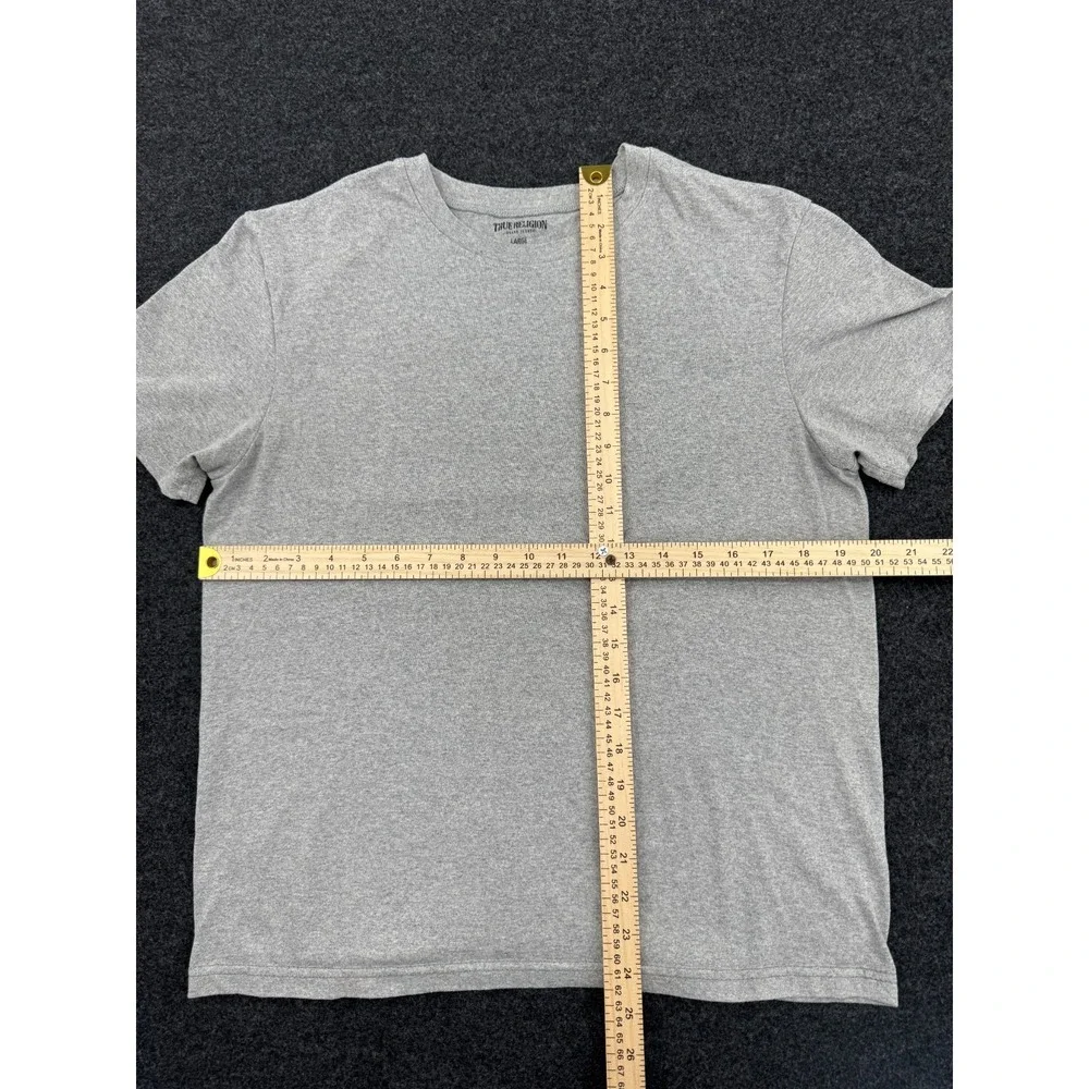 True Religion T Shirt‎ Mens Large Heather Gray Cotton Logo Crew Neck Classic